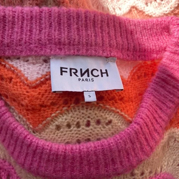FRNCH CRISTY STRIPED HOLEY SWEATER IN ORANGES AND PINKS - Picture 10 of 12